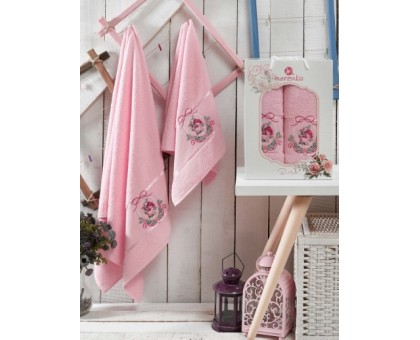 Набор махровых полотенец 2х предметный ROSE светло-розовый