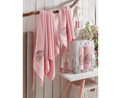FLORAL светло-розовый Набор махровых полотенец 2х предметный